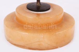 Art deco táncosnő réz szobor, talapzaton, m: 9,5 cm