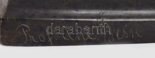 Bourbon liliomos pajzsot tartó oroszlán márvány / ásvány asztaldísz. Kis kopással, m: 18,5 cm