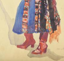 Mühlbeck Károly (1869-1943): Menyecske népviseletben, 1941. Akvarell, papír, jelzett, lapszéli apró ...