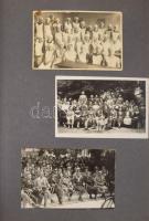 cca 1920-1940 Fotóalbum vegyes felvételekkel, közte újságárus a Grand Café Astoria előtt, dohánybolt...