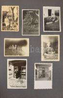 cca 1920-1940 Fotóalbum vegyes felvételekkel, közte újságárus a Grand Café Astoria előtt, dohánybolt...