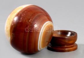 Ónix gömb, fa talpon, d: 4,5 cm