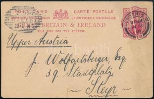 1901 Díjjegyes levelezőlap, látványos lemezhiba a díjjegyen, Ausztriába / PS-card with spectacular plate fault, to Austria