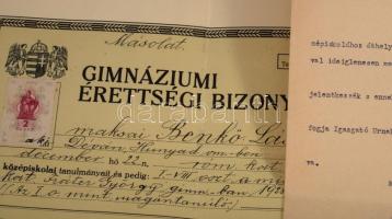 cca 1920-1950 Miskolci vonatkozású vegyes papírrégiség tétel, közte tanügyi főtanácsos értesítő leve...