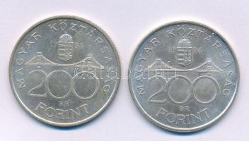 1994. 200Ft Ag "Deák" (2x) T:AU,XF patina Adamo F13.1