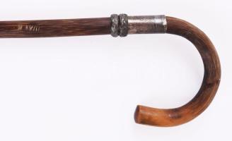 Sétabot ezüst (Ag) gyűrűvel és szerelékkel, jelzett, h: 92 cm