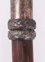 Sétabot ezüst (Ag) gyűrűvel és szerelékkel, jelzett, h: 92 cm