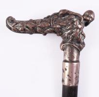 Sétabot puttó alakos neorokokó ezüst (Ag) markolattal, jelzett, h: 87 cm