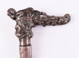 Sétabot puttó alakos neorokokó ezüst (Ag) markolattal, jelzett, h: 87 cm