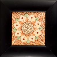 2016 Bukrán Edit (1957-) Virágmotívum. Kerámia kép, keretben, jelzett, 10x10 cm, 17x17 cm