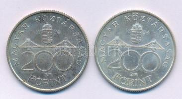 1994. 200Ft Ag "Deák" (2x) T:AU, XF patina Adamo F13.1