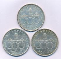 1994. 200Ft Ag "Deák" (3x) T:AU, XF patina Adamo F13.1
