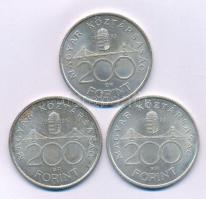 1993. 200Ft Ag "MNB" (3x) T:AU, XF patina Adamo F13