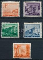 1951-1953 5 db Épületek bélyeg számvízjellel (30f rozsda / stain)