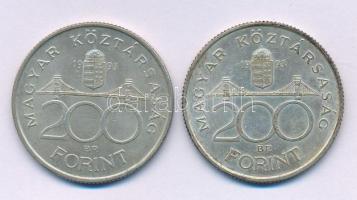 1993. 200Ft Ag "MNB" (2x) T:AU,XF patina Adamo F13