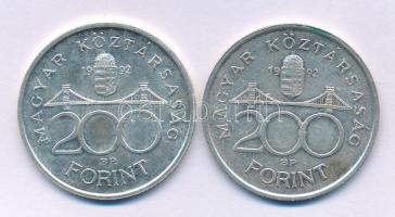 1992. 200Ft Ag "MNB" (2x) T:AU,XF patina Adamo F13
