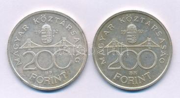 1992. 200Ft Ag "MNB" (2x) T:AU,XF Adamo F13