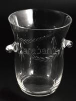 cca 1900 Csiszolt mintás jégvödör, kis pattogzással, m: 15 cm