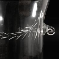 cca 1900 Csiszolt mintás jégvödör, kis pattogzással, m: 15 cm