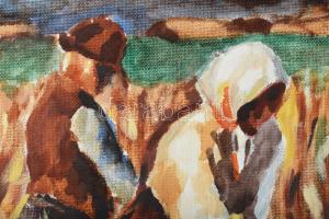 Jelzés nélkül, Koszta József után: Kukoricatörők. Olaj, vászon, kartonon, dekoratív fakeretben, pasz...