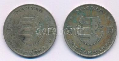 1947. 5Ft Ag "Kossuth" (2x) T:F, VG patina Adamo F8.1
