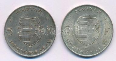 1947. 5Ft Ag "Kossuth" (2x) T:F patina Adamo F8.1