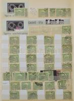 Csehszlovákia sok száz Hradzsin bélyeg 7 berakólapon, 3 címlet, közte lemezhibák, árnyalatok bélyegzések
