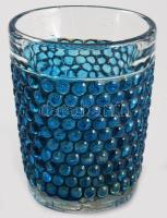 Antik bütykös fürdőpohár. Kékes színezésű, m: 7,5 cm