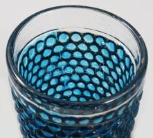 Antik bütykös fürdőpohár. Kékes színezésű, m: 7,5 cm