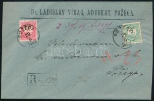 1889 3kr + 5kr ajánlott helyi levélen / on registered local cover "POZEGA"