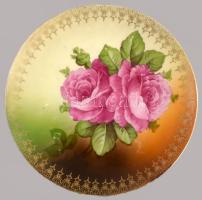 5 darabos rózsamintás tál szett, kopással, d: 18 cm