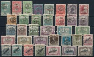 Nagyvárad 1919 35 db bélyeg, közte eltolódott felülnyomás, lemezhibák, Bodor vizsgálójellel