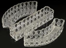 3 darabos üveg kínáló szett, pattogzással, h: 21-23 cm