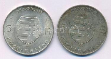 1947. 5Ft Ag "Kossuth" (2x) T:F patina Adamo F8.1