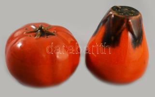 Gyümölcs alakú kerámia só- és borsszóró pár, m: 7 cm alatt