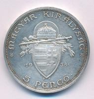1938. 5P Ag "Szent István" T:AU patina Adamo P8.1