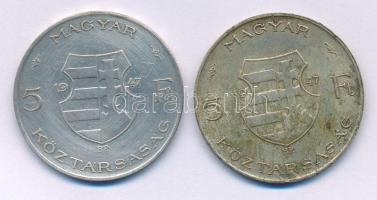 1947. 5Ft Ag "Kossuth" (2x) T:F patina, karc Adamo F8.1