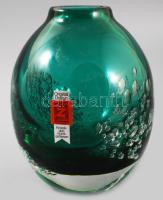 "Florida" váza. Schott Zwiesel gyár, Heinrich Löffelhardt (1901-1979) terve, cca 1970 bullicante üveg, jelzett, hibátlan, m: 14 cm