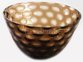 "Nemo" bowl. Egermann gyár, Csehszlovákia, cca 1980, füstszínű üveg, minimális pattogzással, d: 20 cm, m: 12 cm