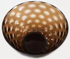 "Nemo" bowl. Egermann gyár, Csehszlovákia, cca 1980, füstszínű üveg, minimális pattogzássa...