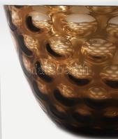 "Nemo" bowl. Egermann gyár, Csehszlovákia, cca 1980, füstszínű üveg, minimális pattogzássa...