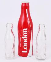 3 darab Coca Cola díszüveg, egyik fém, m: 18 cm