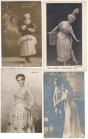 4 db RÉGI magyar színész képeslap: Lábass Juci, Mészáros Gizella, Petráss Sári, Ráthonyi Ákos, Várad...
