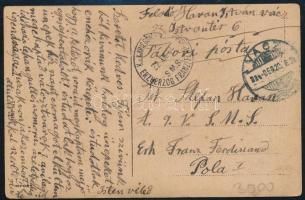1914 Képeslap "SMS Erzherzog Franz Ferdinand" bélyegzéssel