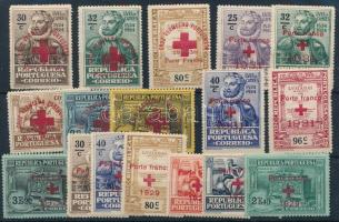 Portugália 17 db vöröskeresztes felülnyomású bélyeg stecklapon