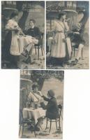 7 db RÉGI antik fotólap sorozat, söröző fiatalok, Alt-Heidelberg / 7 pre-1945 photo postcards: beer ...