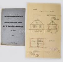 Mosonmagyaróvári lakóház terve + 1917 A Mosonvárosi Takarékpénztár Részvénytársaság XLVI. évi zárszámadása.