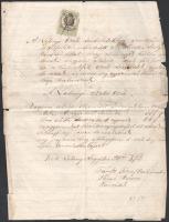 1872 Lébényi Szabó Céh okmánya, 15 kr. okmánybélyeggel, viaszpecséttel