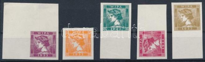 1851 Merkúr Hírlapbélyeg 5 klf. színű utánnyomat az 1933 évi WIPA bélyegkiállításra