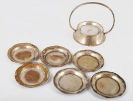 Ezüstözött fém pralinékínáló szett, m: 9 cm